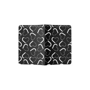 Handdrawn Hearts White & Black Love Themed Passport Holder