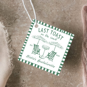 Handdrawn Last toast Coast Green Bachelorette Favor Tags