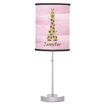 Handdrawn Personalized Pink Giraffe Nursery Lamp