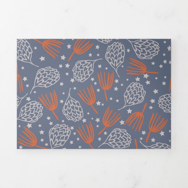 Handdrawn Pine Cones and Boughs Tri-Fold Holiday Card (Cover)