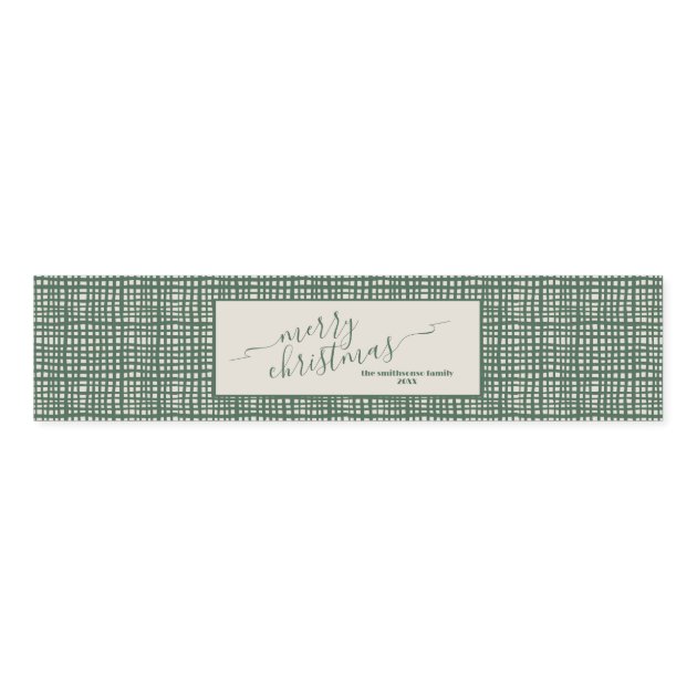 Handdrawn Poinsettia Sage Ivory Christmas Napkin Bands