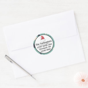 Handdrawn Polar Bears Evergreen Return Address Classic Round Sticker