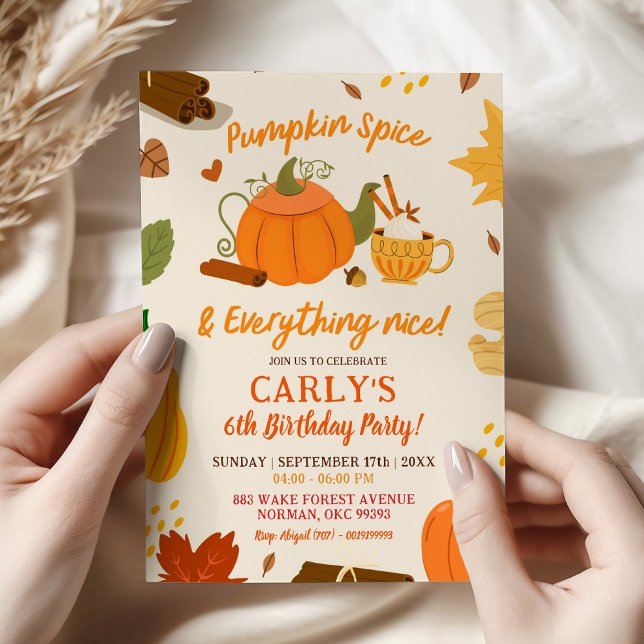 HandDrawn Pumpkin Spice and Everything Nice Party Invitation (Creator Uploaded)