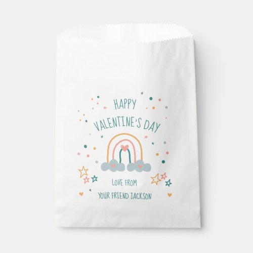 Handdrawn Rainbow Hearts Pastel Valentines Day Favor Bag