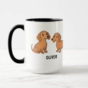 Handdrawn Red Dachshund Dog Custom Cute Mug