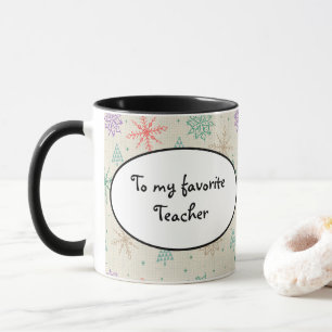 Handdrawn Snowflakes Christmas Trees Multicolor Mug