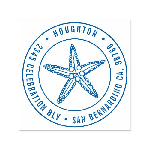 Handdrawn Starfish Round Typography Return Address Self_inking Stamp