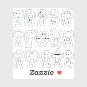 Handdrawn Stick Figures Funny Stickman Reactions Sticker