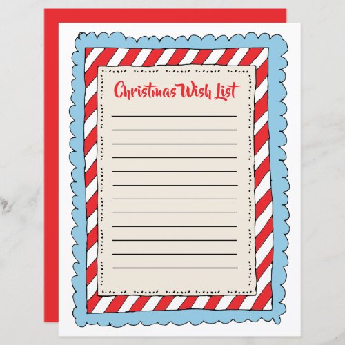 Handdrawn Stripe Kids Christmas List Template