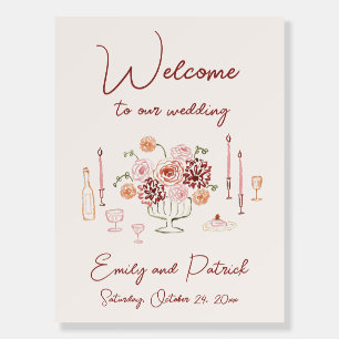 Handdrawn Watercolor Wedding Welcome Sign