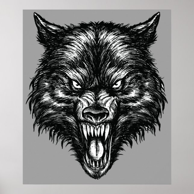 Handdrawn Wolf Poster (Front)