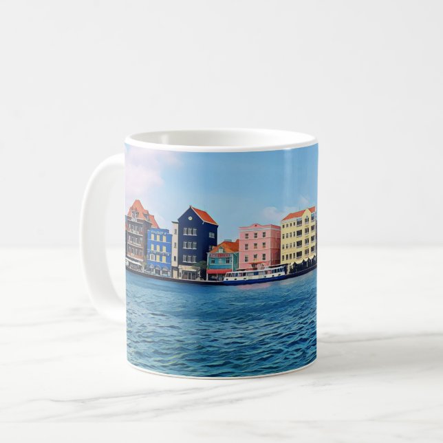 Handelskade Waterfront Willemstad, Curacao Town Coffee Mug (Front Left)