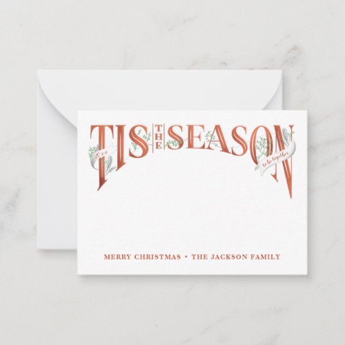 Handettered Tis The Season Christmas Note Card