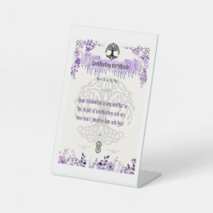 Handfasting certificate display Board for celtic g Pedestal Sign