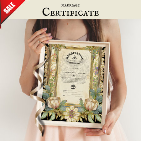 Handfasting Certificate Floral Celtic Wicca Pagan Poster