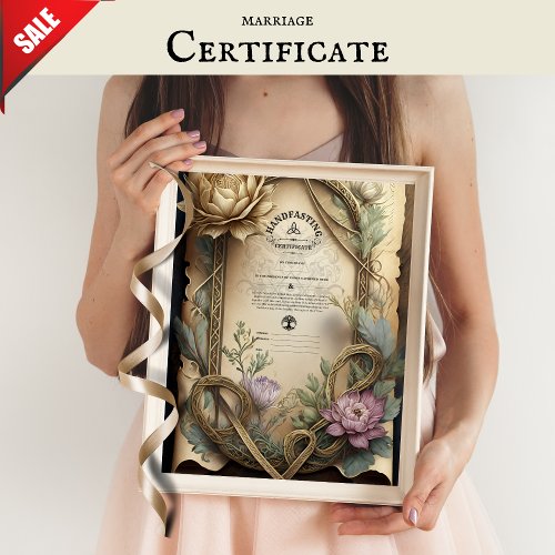 HANDFASTING CERTIFICATE FLORAL CELTIC WICCA PAGAN POSTER
