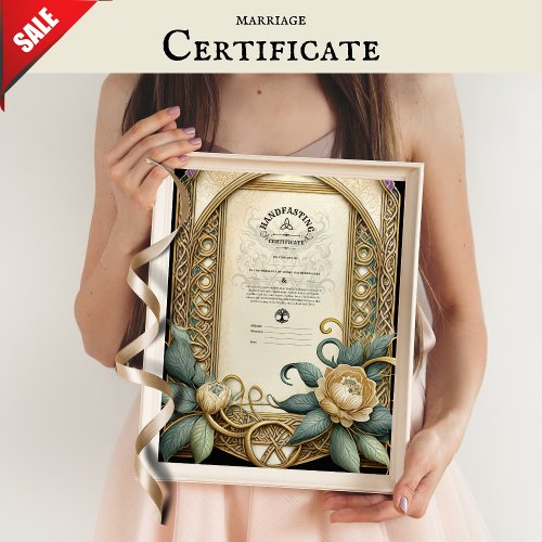 HANDFASTING CERTIFICATE FLORAL CELTIC WICCA PAGAN POSTER