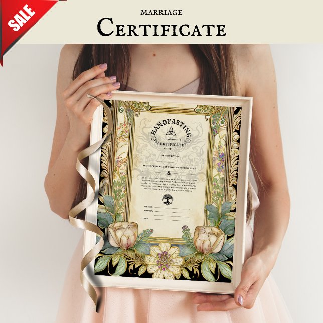 HANDFASTING CERTIFICATE FLORAL CELTIC WICCA PAGAN POSTER (Creator Uploaded)