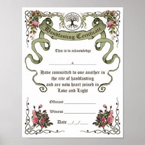 Handfasting Certificate Poster