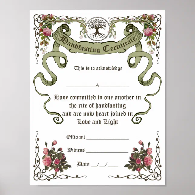 Handfasting Certificate Poster | Zazzle handfasting-certificate-poster-zazzle