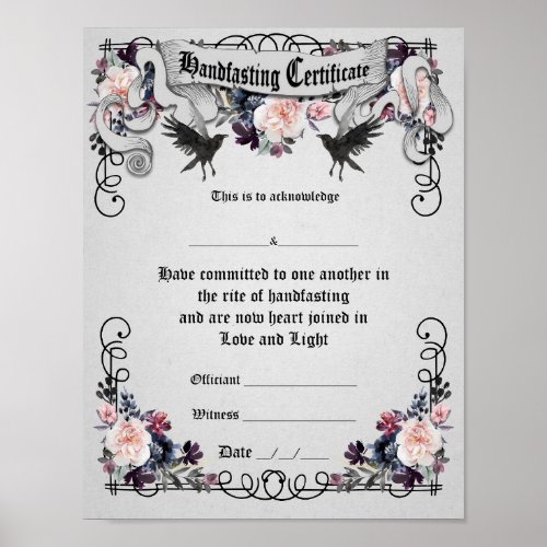 Handfasting Certificate Poster _ Fantasy Ravens