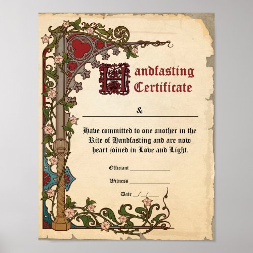 Handfasting Certificate Poster _ Medieval 
