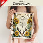 Handfasting Certificate  Stag Antlers Pagan Floral Poster at Zazzle