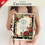 Handfasting Certificate Tartan Roses Red Green  Poster at Zazzle