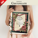 Handfasting Certificate Tartan Roses Red Green  Poster at Zazzle