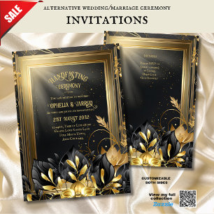 HANDFASTING INVITATIONS BLACK GOLD ETHEREAL