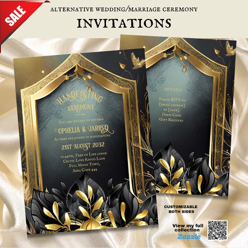 HANDFASTING INVITATIONS BLACK GOLD ETHEREAL