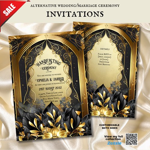 HANDFASTING INVITATIONS BLACK GOLD ETHEREAL