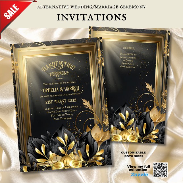 HANDFASTING INVITATIONS BLACK GOLD ETHEREAL (Creator Uploaded)