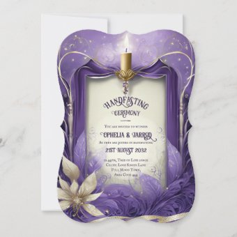 HANDFASTING INVITATIONS PURPLE GOLD ETHEREAL | Zazzle