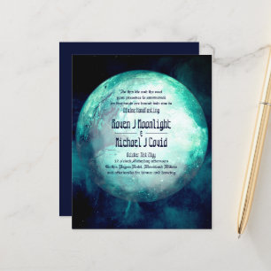 Handfasting Invite Pagan Wiccan Teal Moon Gothic