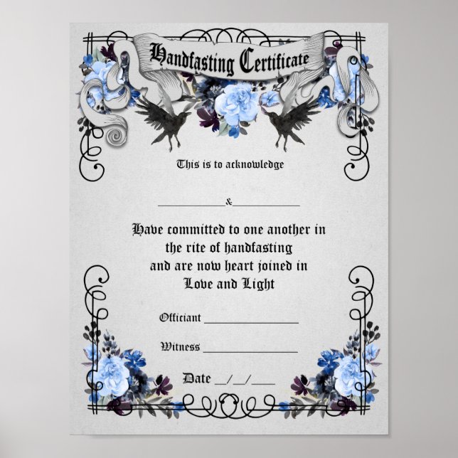 Handfasting Poster - Fantasy Ravens Blue  (Front)