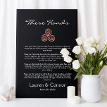 Handfasting Spiral Celtic Knot Irish Wedding Vows Canvas Print<br><div class="desc">These Hands Handfasting ceremony with faux rose gold Celtic spiral knot on a black background. Personalize the title,  poem,  couple names and date. A perfect wedding keepsake or anniversary gift.</div>