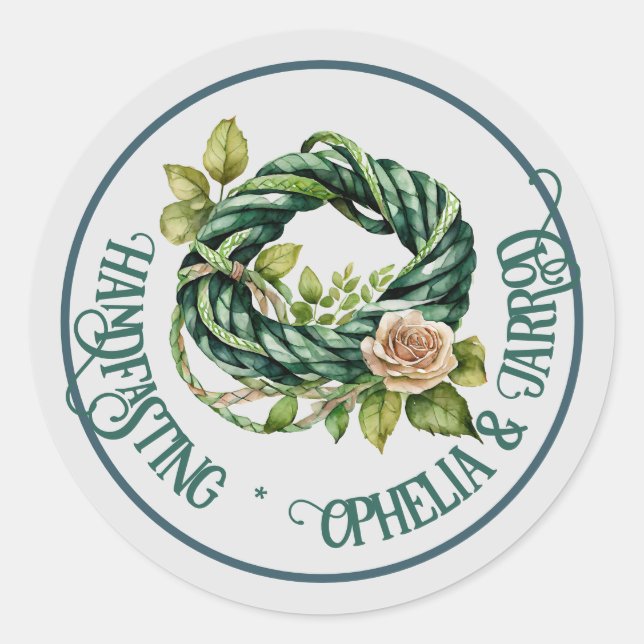 HANDFASTING STICKERS FOR FAVORS ENVELOPES CORD (Front)