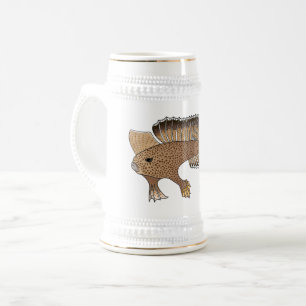 Handfish cartoon illustration beer stein