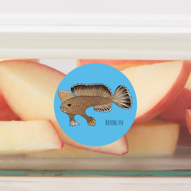Handfish cartoon illustration  labels (Affixed)