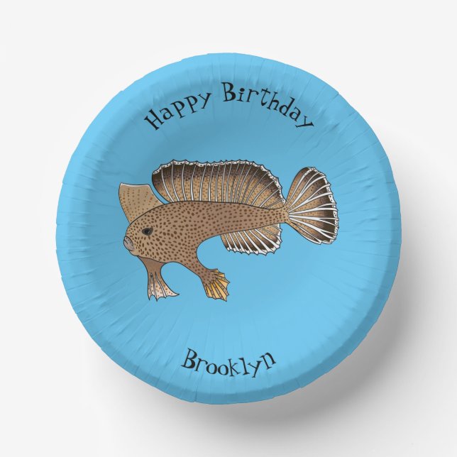 Handfish cartoon illustration paper bowls (Front)