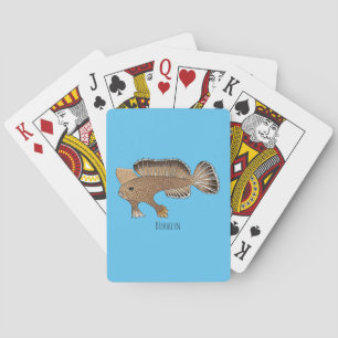 Handfish cartoon illustration  poker cards