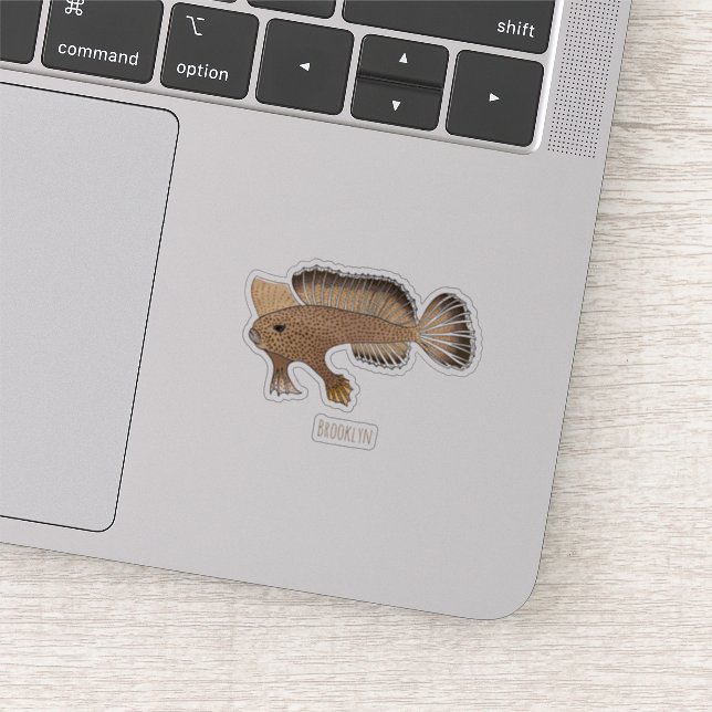 Handfish cartoon illustration sticker (Detail)