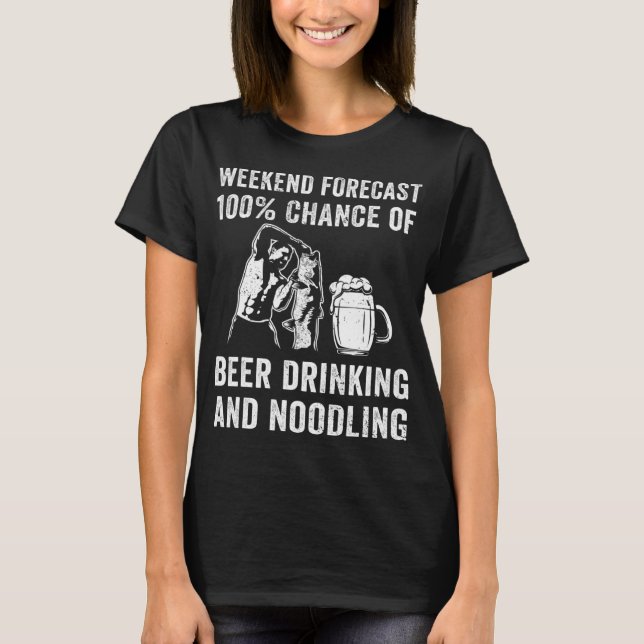 Handfishing Catfish Noodling Beer Hand Fishing Red T-Shirt (Front)
