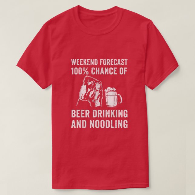 Handfishing Catfish Noodling Beer Hand Fishing Red T-Shirt (Design Front)