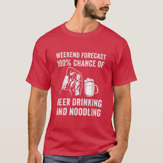 Handfishing Catfish Noodling Beer Hand Fishing Red T-Shirt