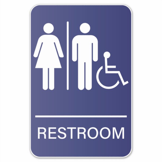  Handicap Accessible Bathroom Sign Sticker (Front)