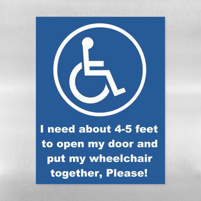 Handicap Car Door Warning Magnetic Dry Erase Sheet (Vertical)