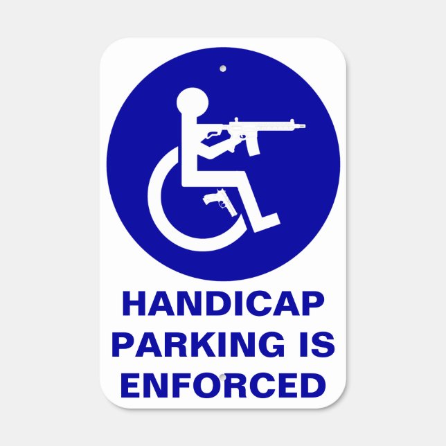 Handicap Parking / No Parking Sign - Wheeled Armed (Front)