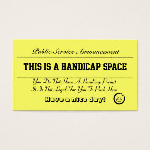 Handicap Parking Notice Cards